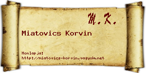 Miatovics Korvin névjegykártya